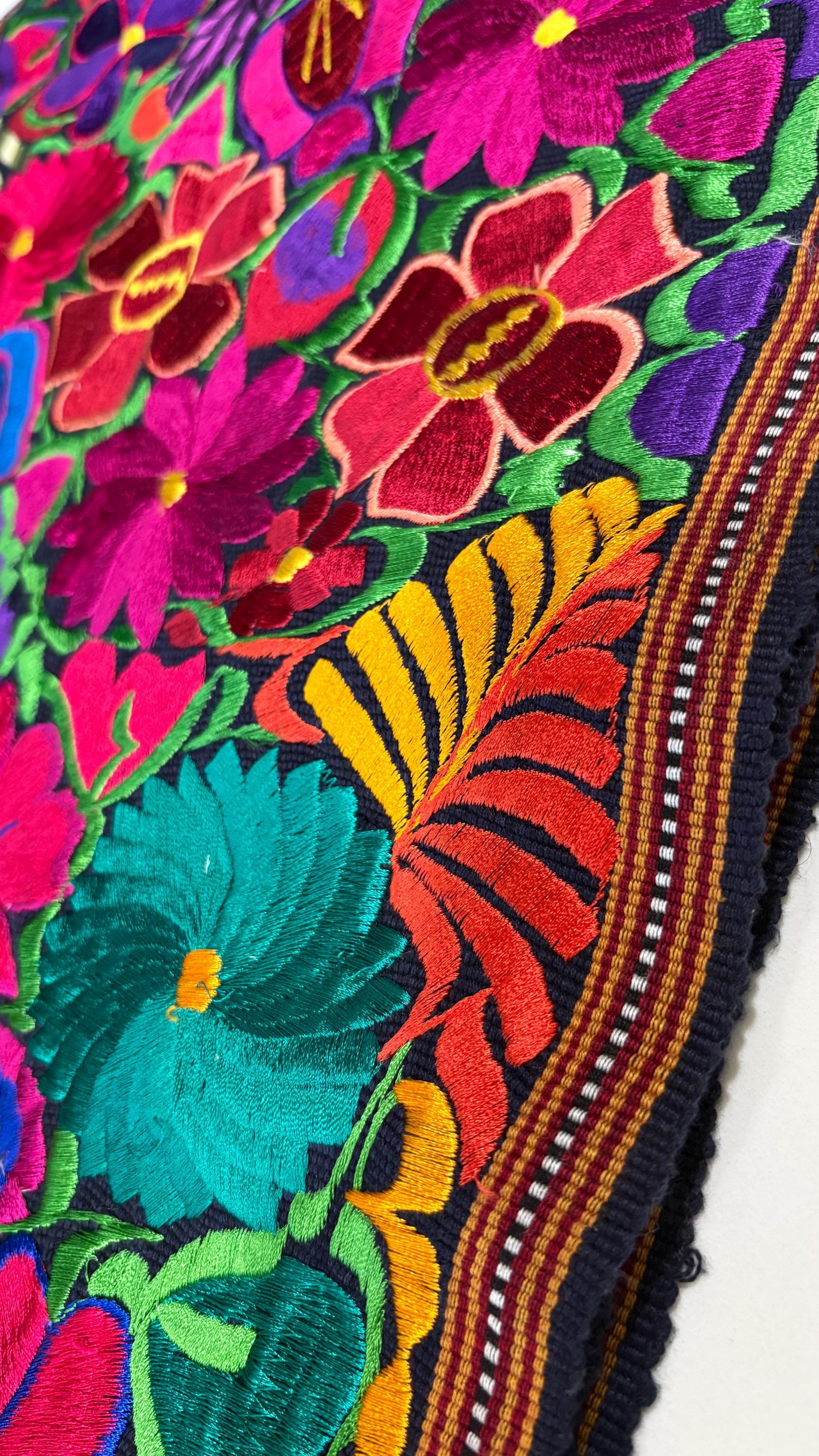 Image of Mexican Floral Embroidered Table Runner 8 Ft Long, Hand Pedal Machine Embroidery, Farmhouse Table Decor, Rustic Dining, Wedding Gift, Sty A