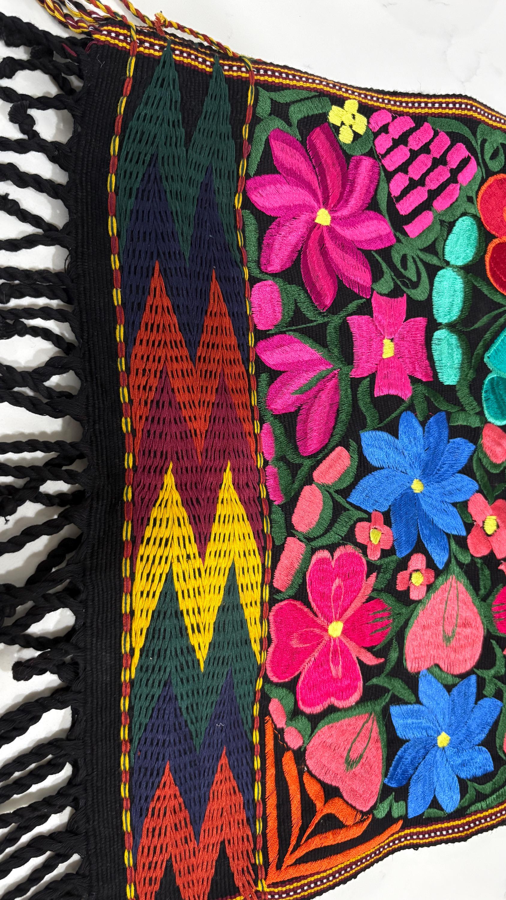 Image of Mexican Floral Embroidered Table Runner 8.92 Ft Long, Hand Pedal Machine Embroidery, Farmhouse Table Decor, Rustic Dining, Wedding Gift, B
