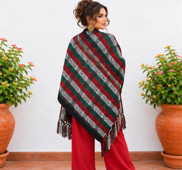 Image of Handmade Terra Cotta tones Mexican Rebozo Shawl: Artisan Cotton Blend Wrap