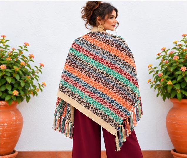 Image of Handmade Mexican Rebozo Shawl: Artisan Cotton Blend Wrap