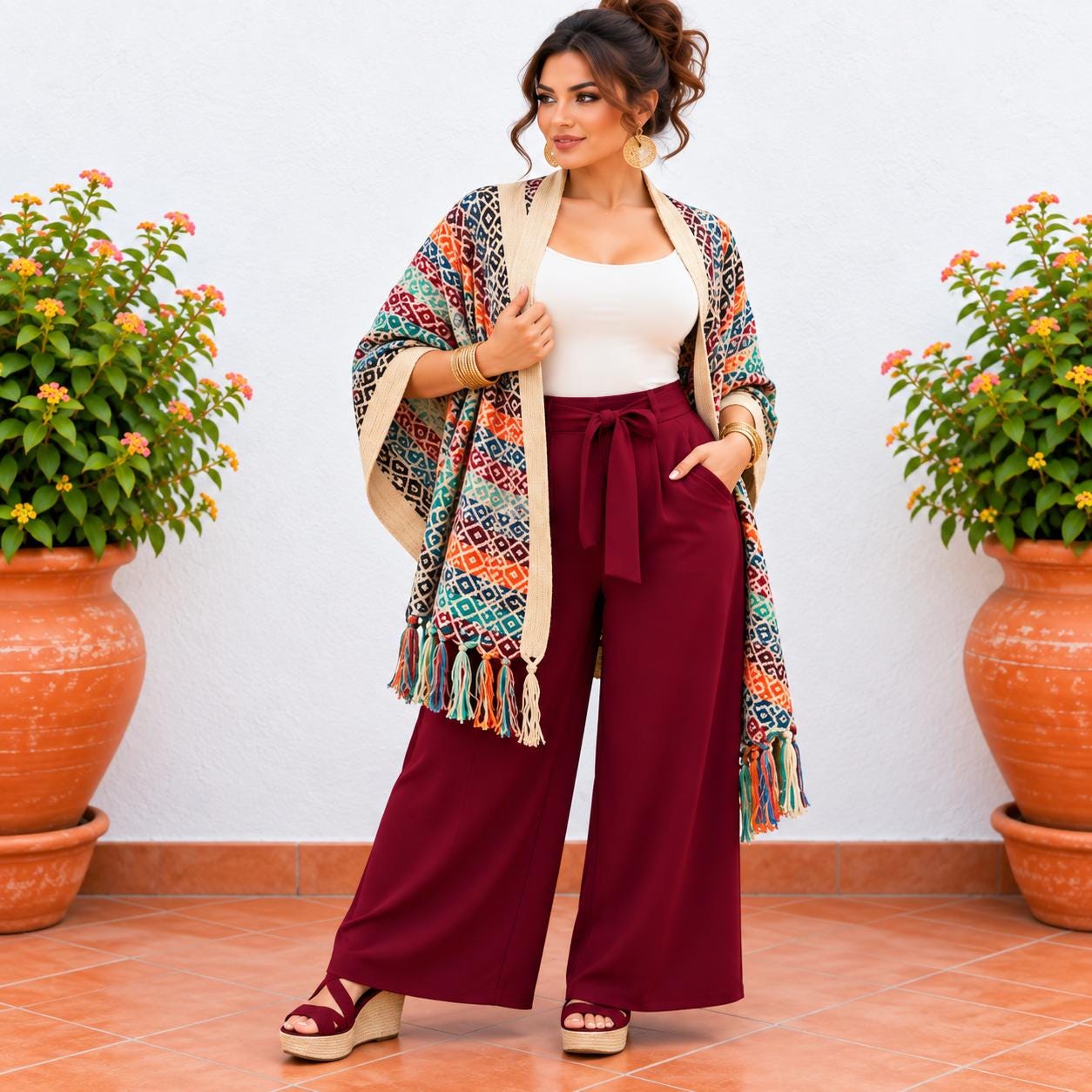 Image of Handmade Mexican Rebozo Shawl: Artisan Cotton Blend Wrap