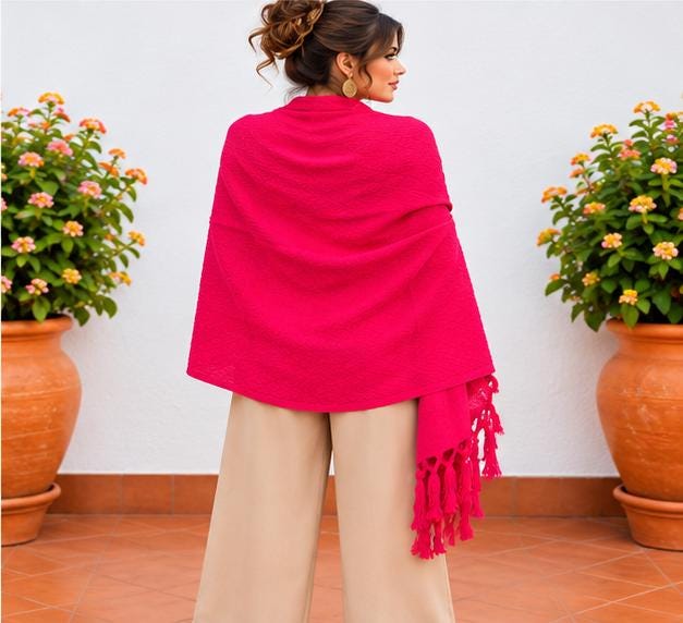 Image of Handmade Mexican Rebozo Shawl: Artisan Cotton Blend Wrap