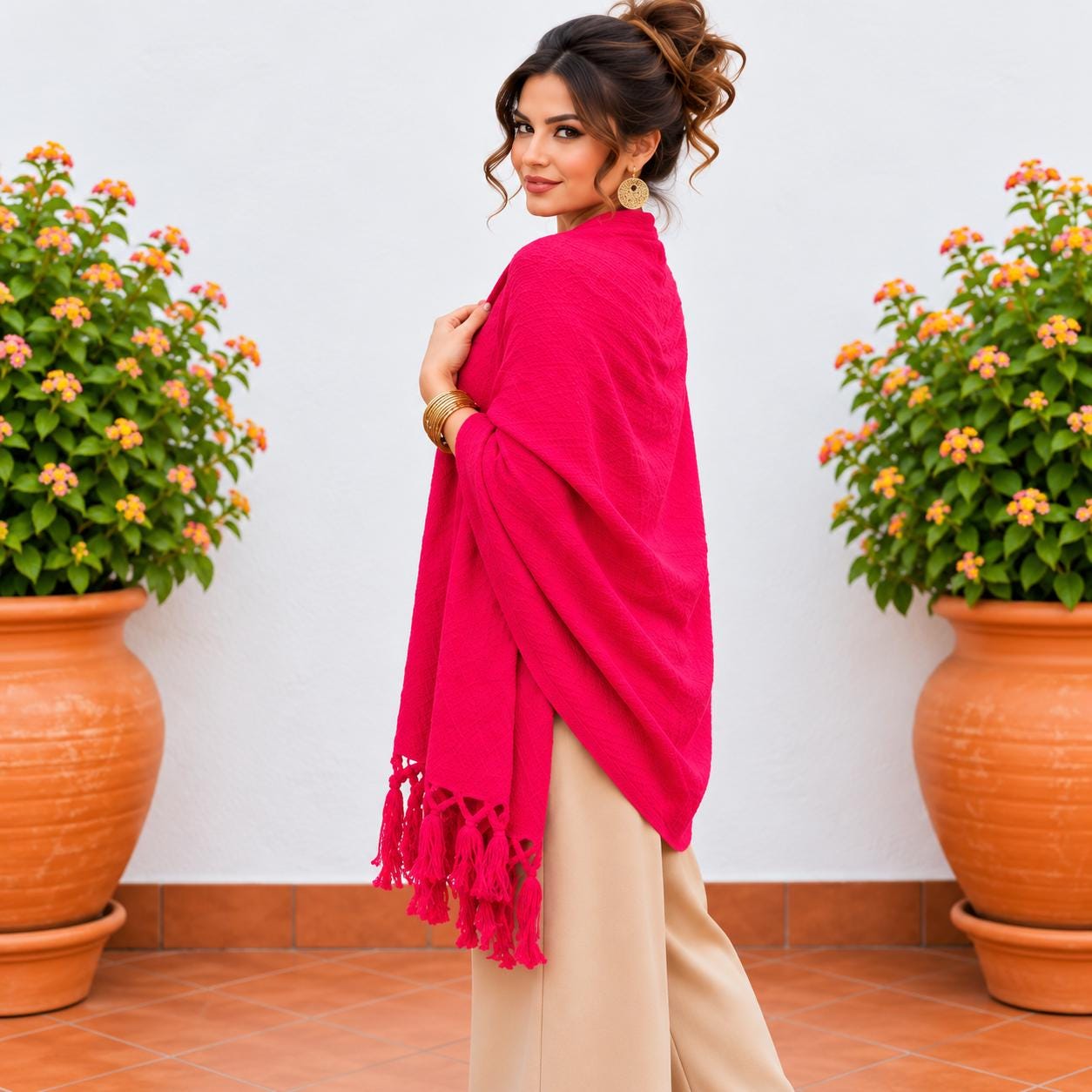 Image of Handmade Mexican Rebozo Shawl: Artisan Cotton Blend Wrap