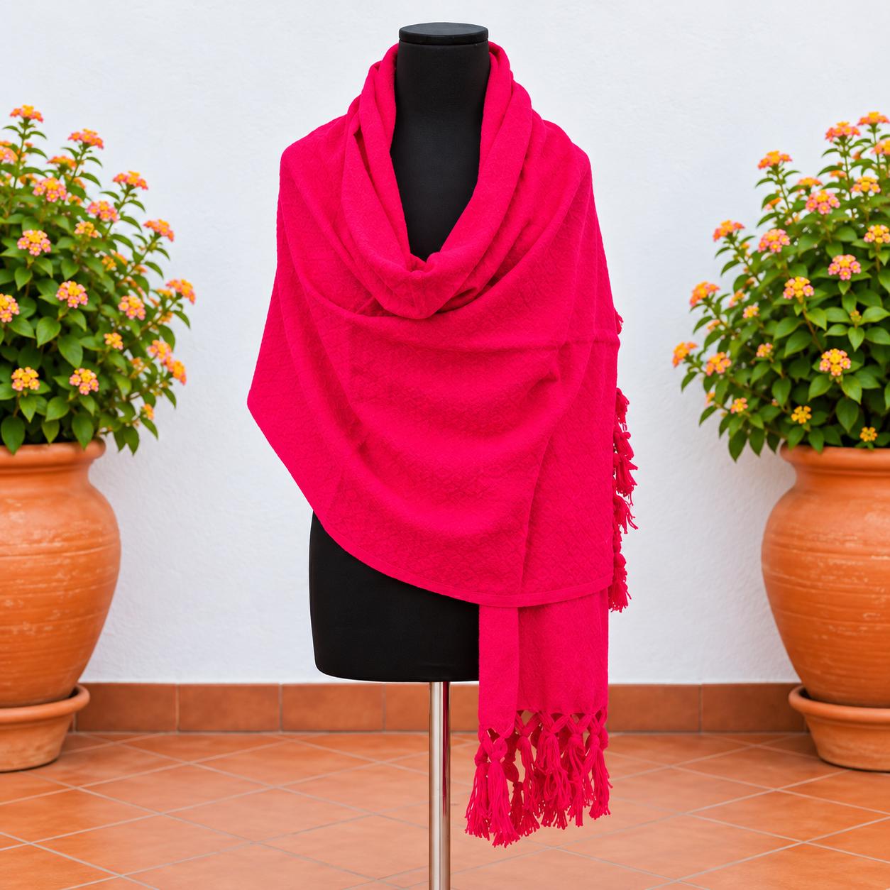 Image of Handmade Mexican Rebozo Shawl: Artisan Cotton Blend Wrap