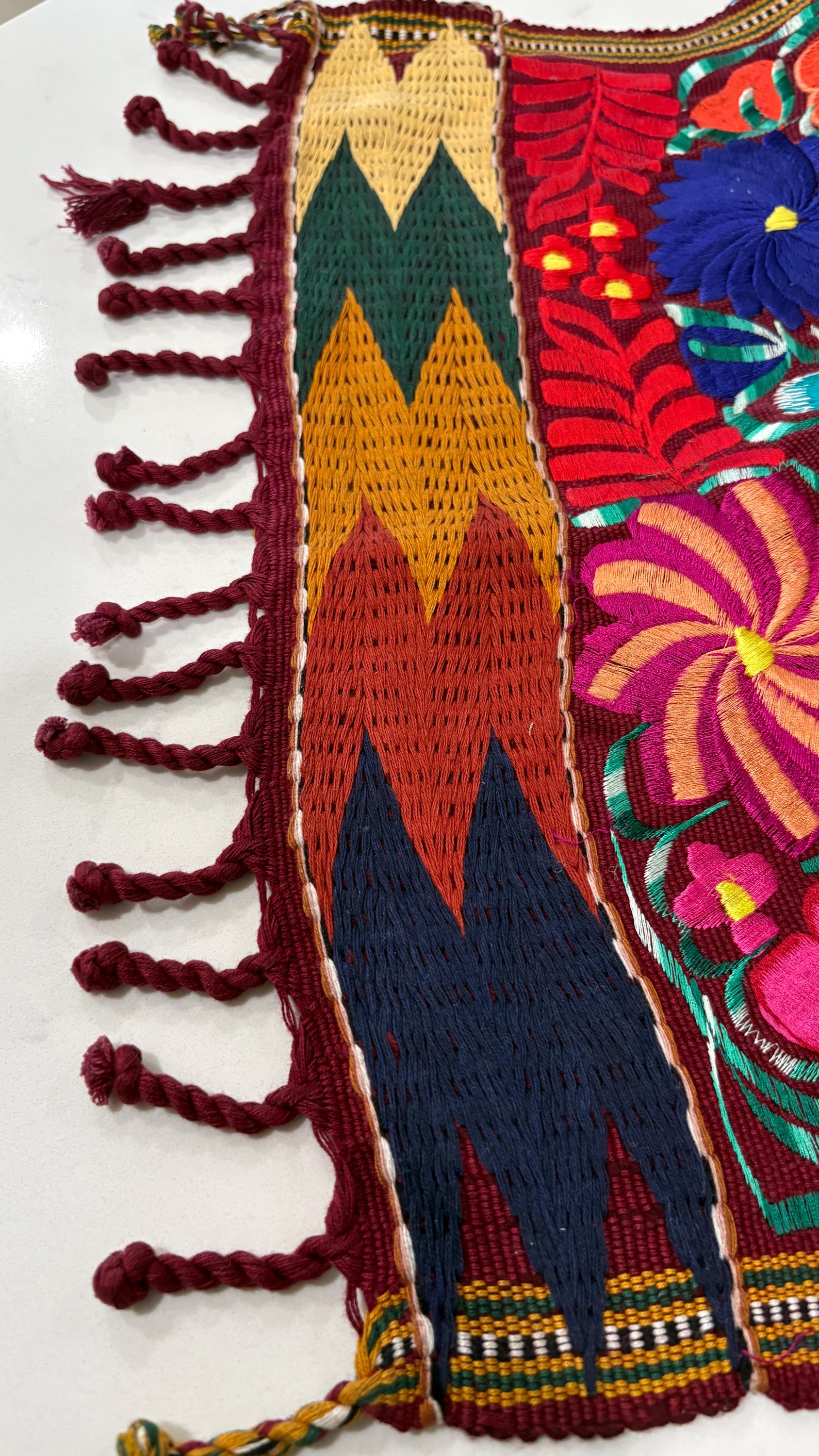 Image of Mexican Floral Embroidered Table Runner, Hand-Pedaled, Farmhouse Dining Decor (8 Ft) - C