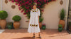 Alma-White3, Handmade Embroidered Maxi Dress, Sunflower design, Maternity, Baby Shower, Resort Wear, Gender Reveal, Mother to be, Large Size