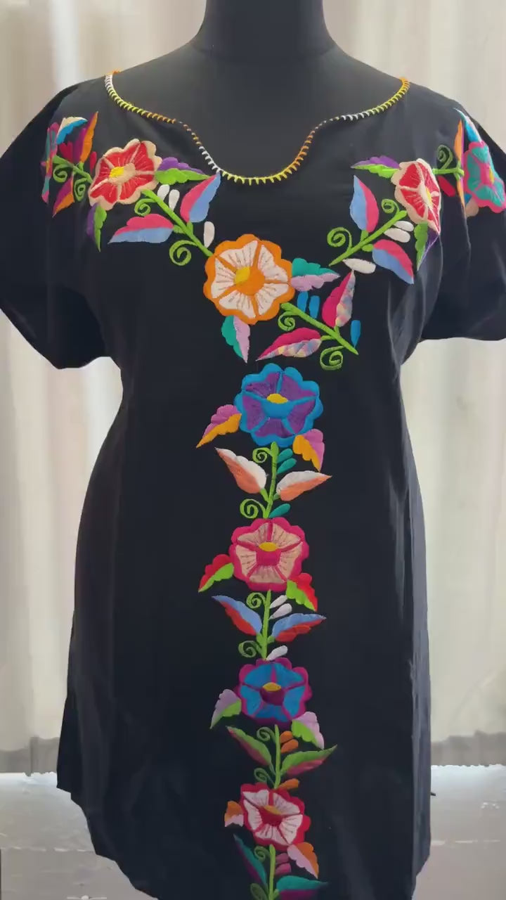 Image of Plus Size Embroidered Mexican Dress - Handmade Artisanal Dress