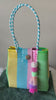 Handwoven Pastel Shoulder Bag: Boho Market Tote with Pompom