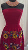 Mexican Embroidered Sunflower Strapless Dress, Artisanal Hand-Embroidered Dress