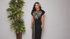 Black Embroidered Maya Dress – Artisanal Mexican Floral Design, Elegant Style