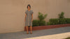Handmade Oaxaca Huipil Dress | Khaki & Navy blue colors Artisan Mexican Tunic, Boho Resort Wear
