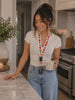 Two-Tone Floral Embroidered Lanyard – Handmade Keychain & ID Holder