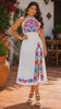 Maggie, Puebla Dress – Authentic Hand-Embroidered Floral Mexican Artisan Halter Neck Summer Maxi Dress