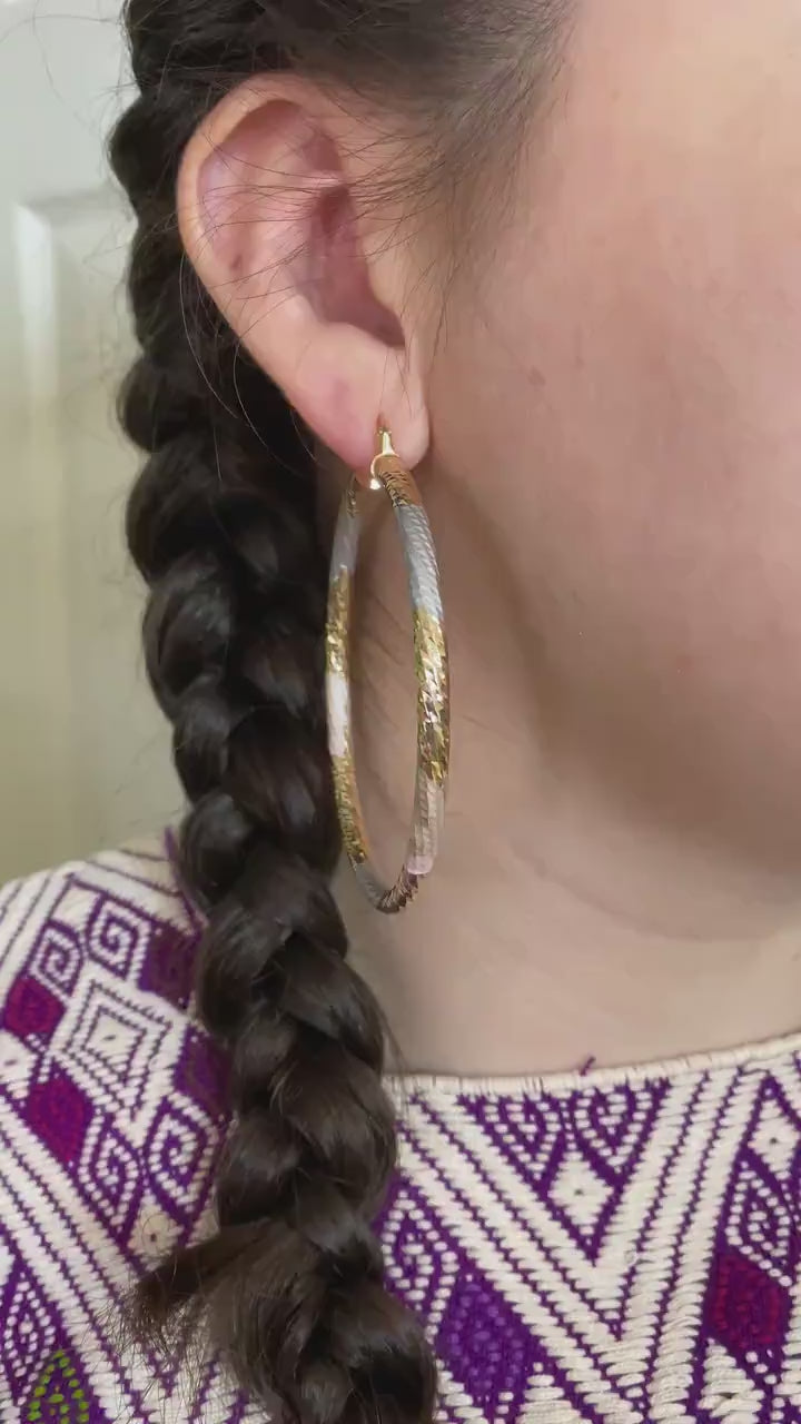 Image of Beautiful Gold Plated Hoop Earrings - Artisanal Earrings - Artisan Made Earrings