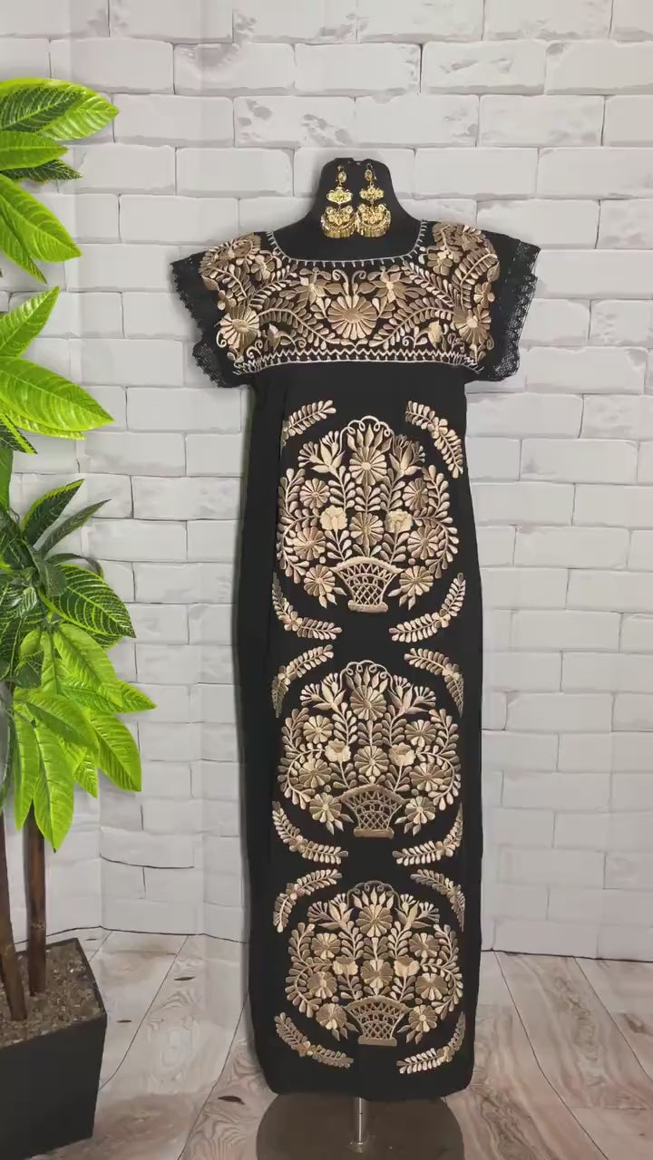 Gorgeous Mexican Embroidered Dress - Handmade Artisanal Dress - Hand Embroidered Dress - M/L