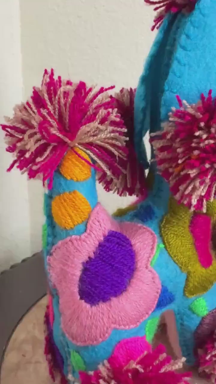 Image of Hand Embroidered Felt Stuffed Animal: Mexican Artisanal Decoration
