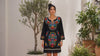 Mexican Embroidered "Veronica" Dress, Medium size, Black Floral Fiesta Dress, Puebla Style, Wedding Guest, Cocktail Cruise Resort Outfit