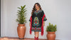 Plus Size Mexican Embroidered Tunic Dress, Black Floral Folk Art, Boho Fiesta Outfit