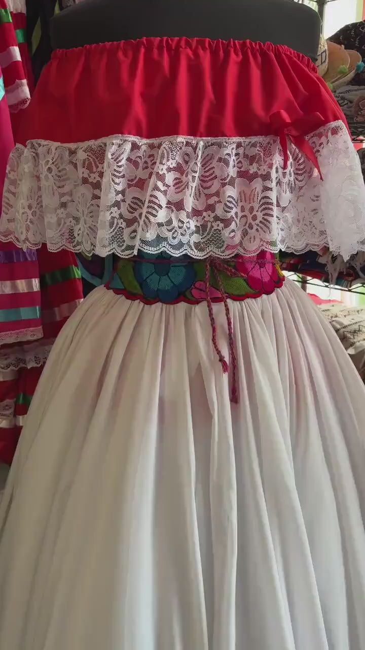 Mexican Folklorico Dance 3 Piece Costume - Vivi Outfit for Cinco de Mayo Celebration - Handmade Women's Outfit