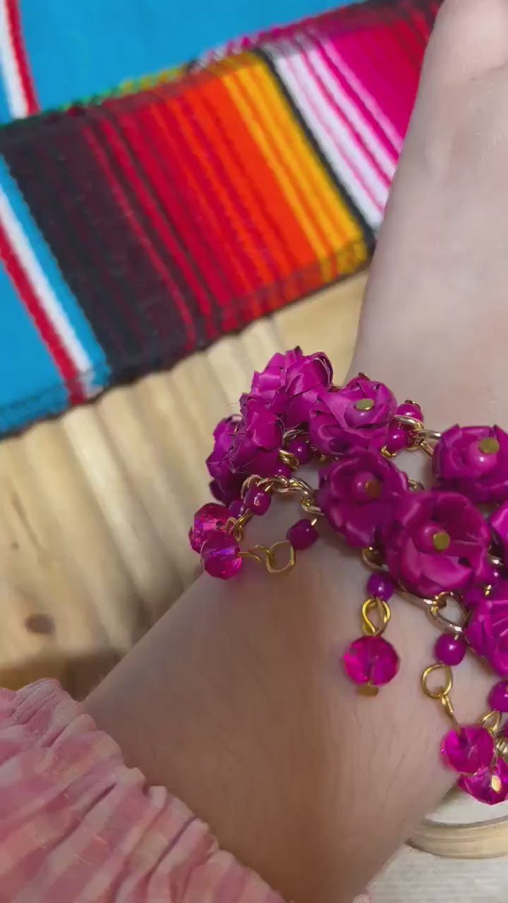 Handmade Palm Leaf Woven Flower Bracelet