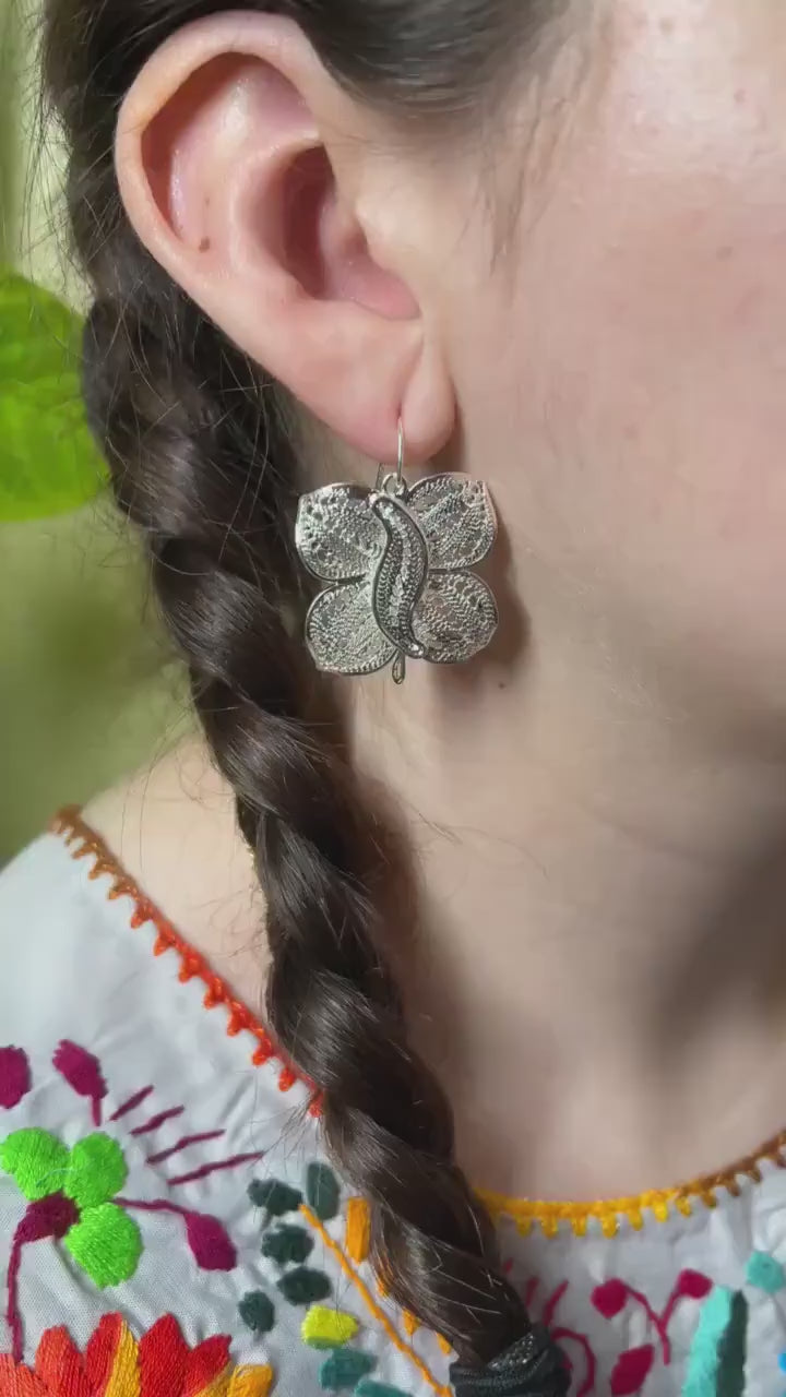 Mariposa - Mexican Artisanal Earrings- Beautiful Filigree Gold Plated Butterfly Folkloric Earrings made by our Oaxaca Artisan Partners