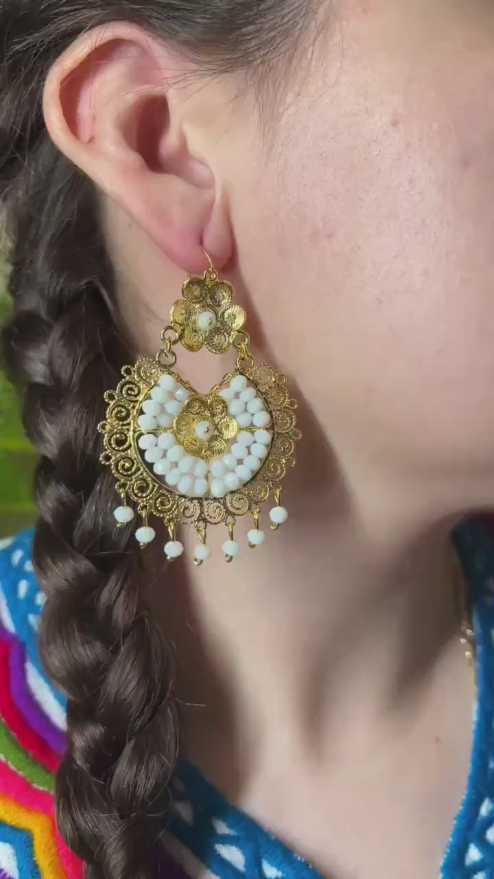 Elegant Oaxacan Filigree Earrings - Handcrafted Gold Jewelry for Festive Vibes