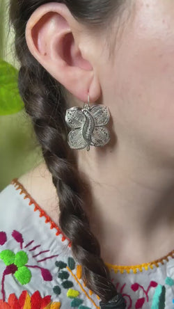 Image of Mariposa - Mexican Artisanal Earrings- Beautiful Filigree Gold Plated Butterfly Folkloric Earrings made by our Oaxaca Artisan Partners