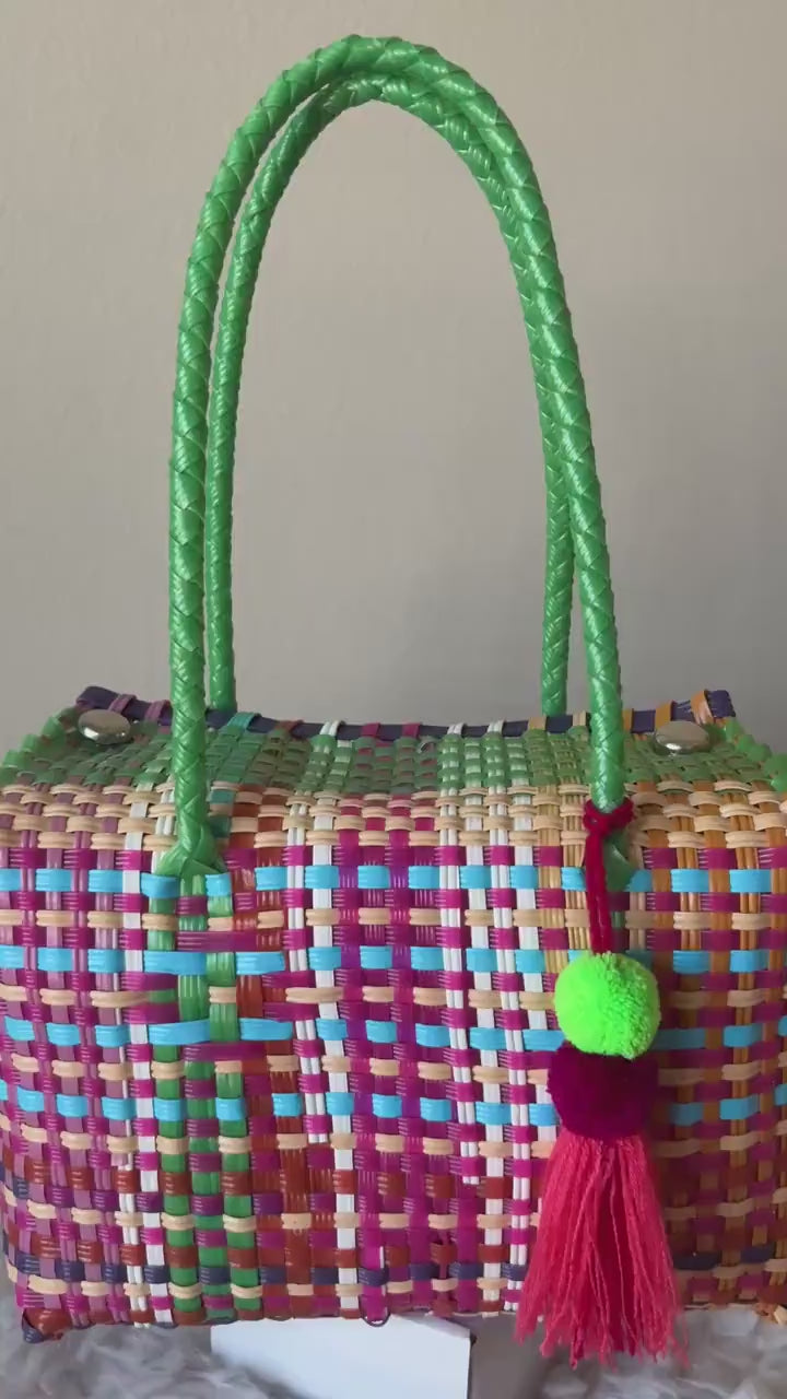 Super Cute Handwoven Recycled top handle Bag - Artisan Made Purse from Chiapas, Mexico