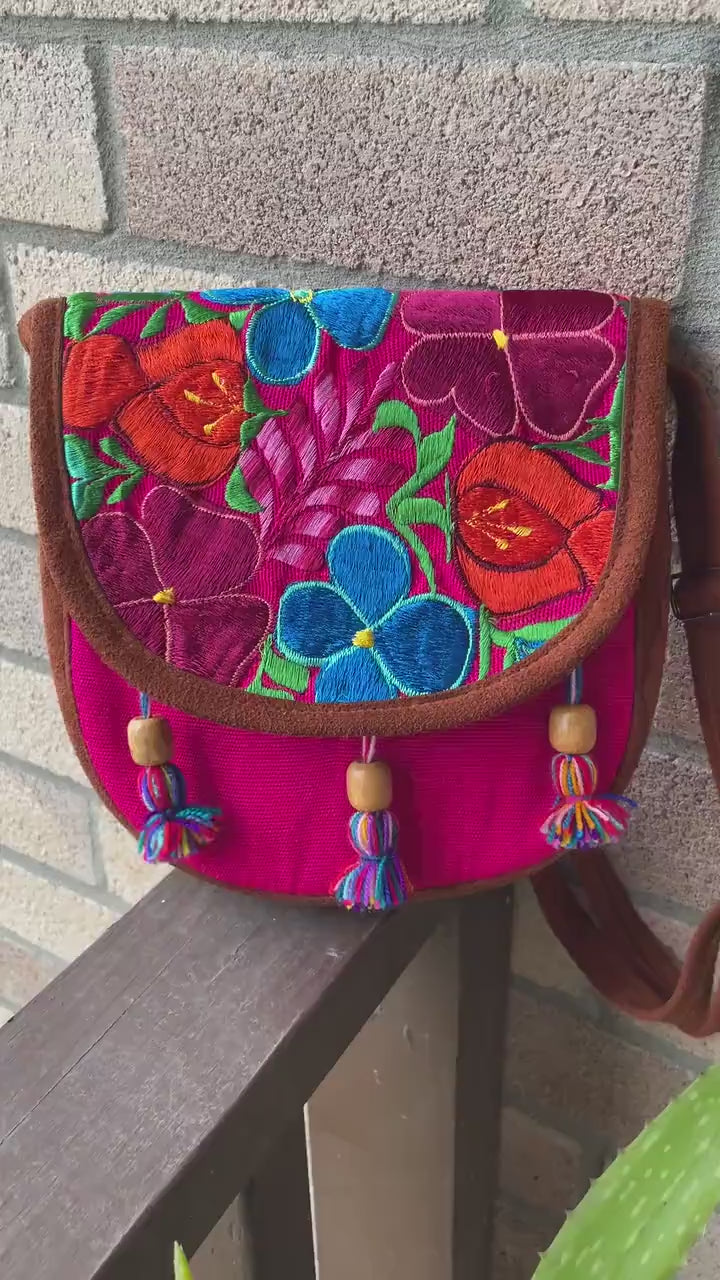 Image of Mexican Embroidered Messenger Bag - Handmade Artisanal Bag