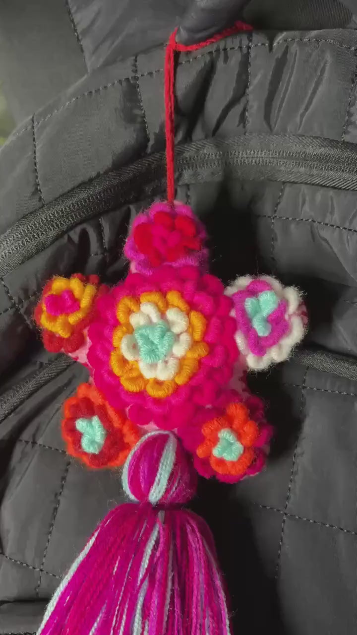 Image of Handmade Extra Large Star Tassel Keychain - Artisanal Star Keychain, Bag Charms, Backpack Charm,Accessories, Luggage Charms, Bag Accessories