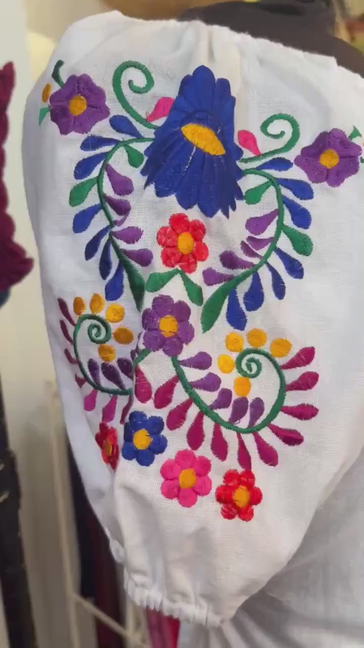 Image of Mexican Embroidered Floral Dress “Dana”–Puebla Inspired Fiesta Dress