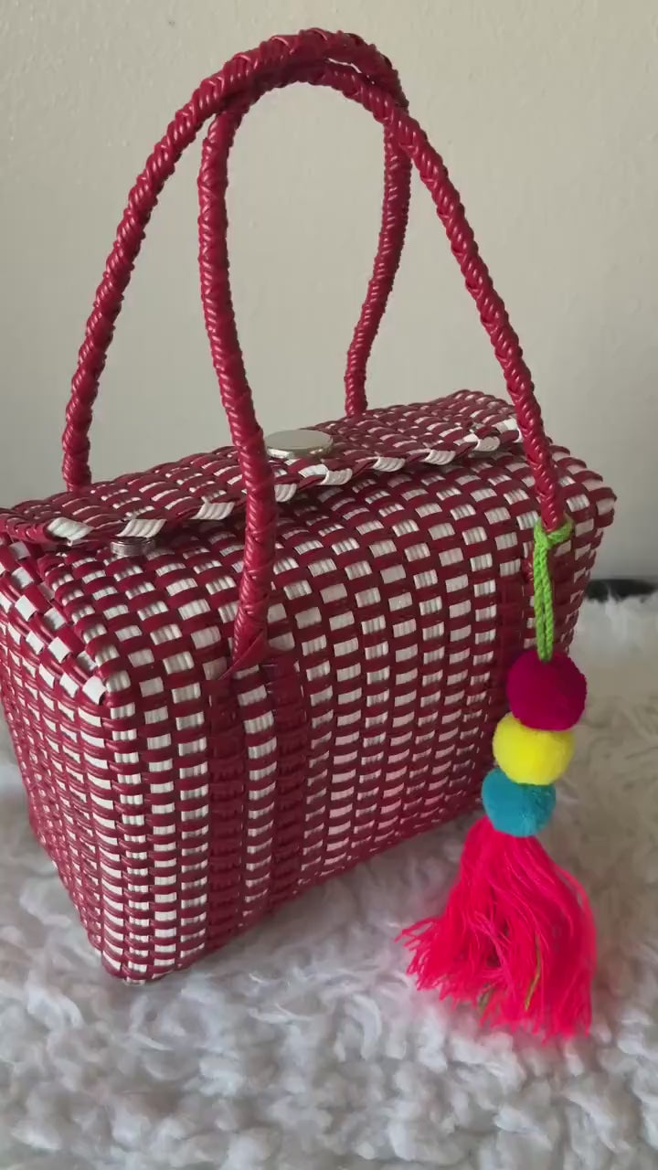 Image of Handwoven Recycled top handle Bag - Artisan Made Purse from Chiapas, Mexico