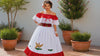 Mexican Folklorico Dance Costume, Embroidered Blouse, Satin Ribbon Skirt (Large)
