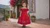 Pao, Girls Red Mexican Folkloric Dress, Floral Embroidered Fiesta Dress, Pageant Outfit, Cultural Dance Dress, Mexican Heritage Gown