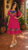 Handmade Mexican Hot Pink Cross-Stitched Dress | Artisan Embroidered Cotton Dress | Traditional Floral Embroidery | Women's Boutique Fashion
