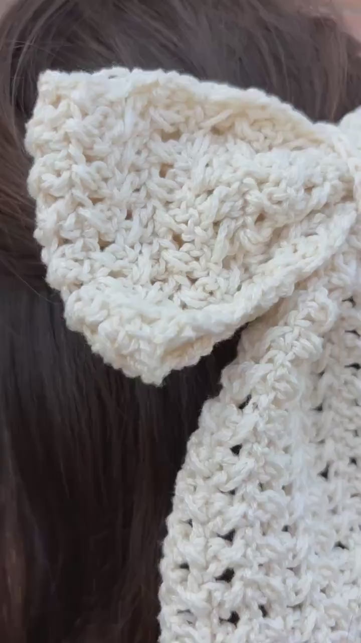 Crochet Hair Bow- Hair Bow, Coquette Bow, Coquette Aesthetic, Handmade Hair bow, Knitted hair Bow, Gift Ideas, Hair Clip, Kids Hair Bows