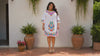 Mexican Embroidered Muslin Dress, Puebla Floral Artisan Boho Dress (XL)