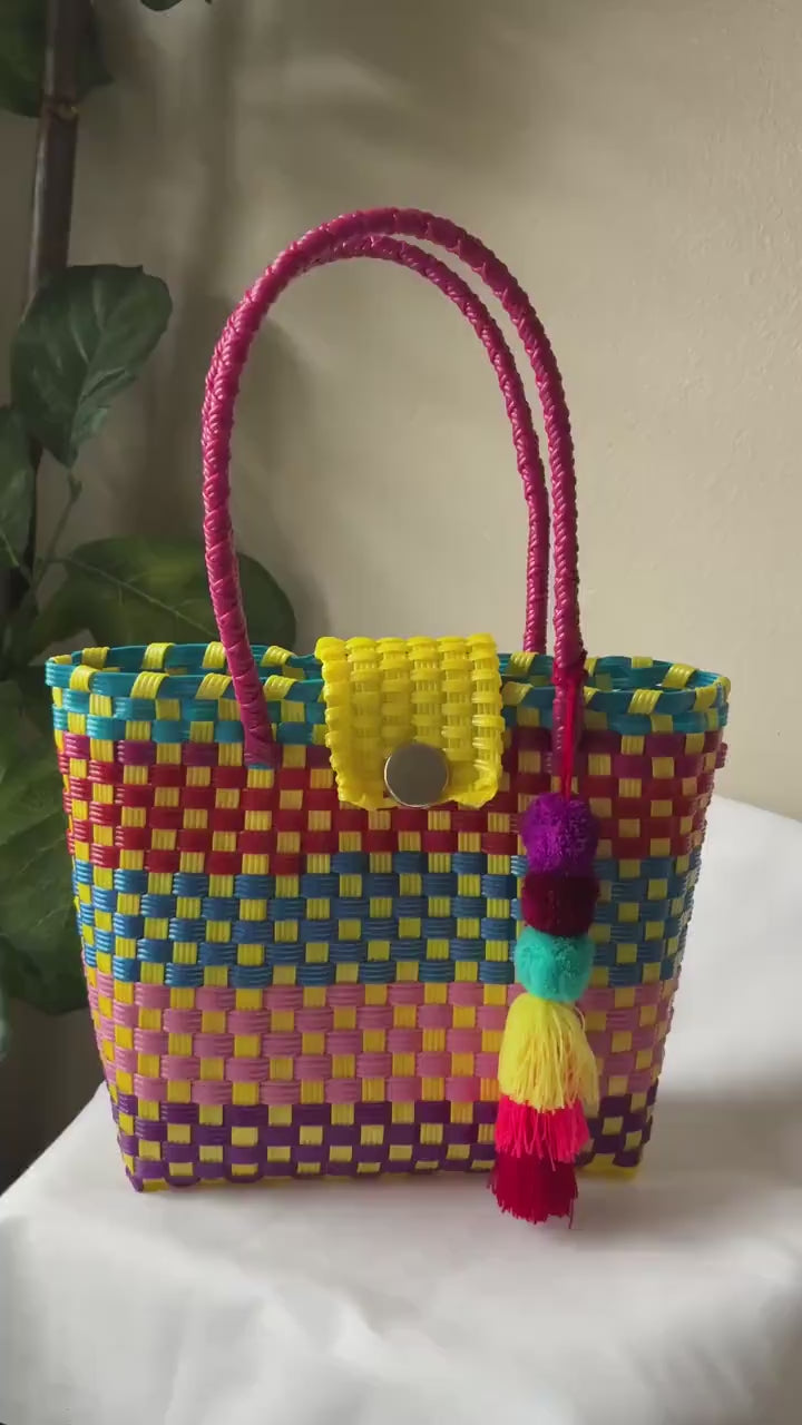 Handwoven Recycled top handle Bag - Artisan Made Purse from Chiapas, Mexico