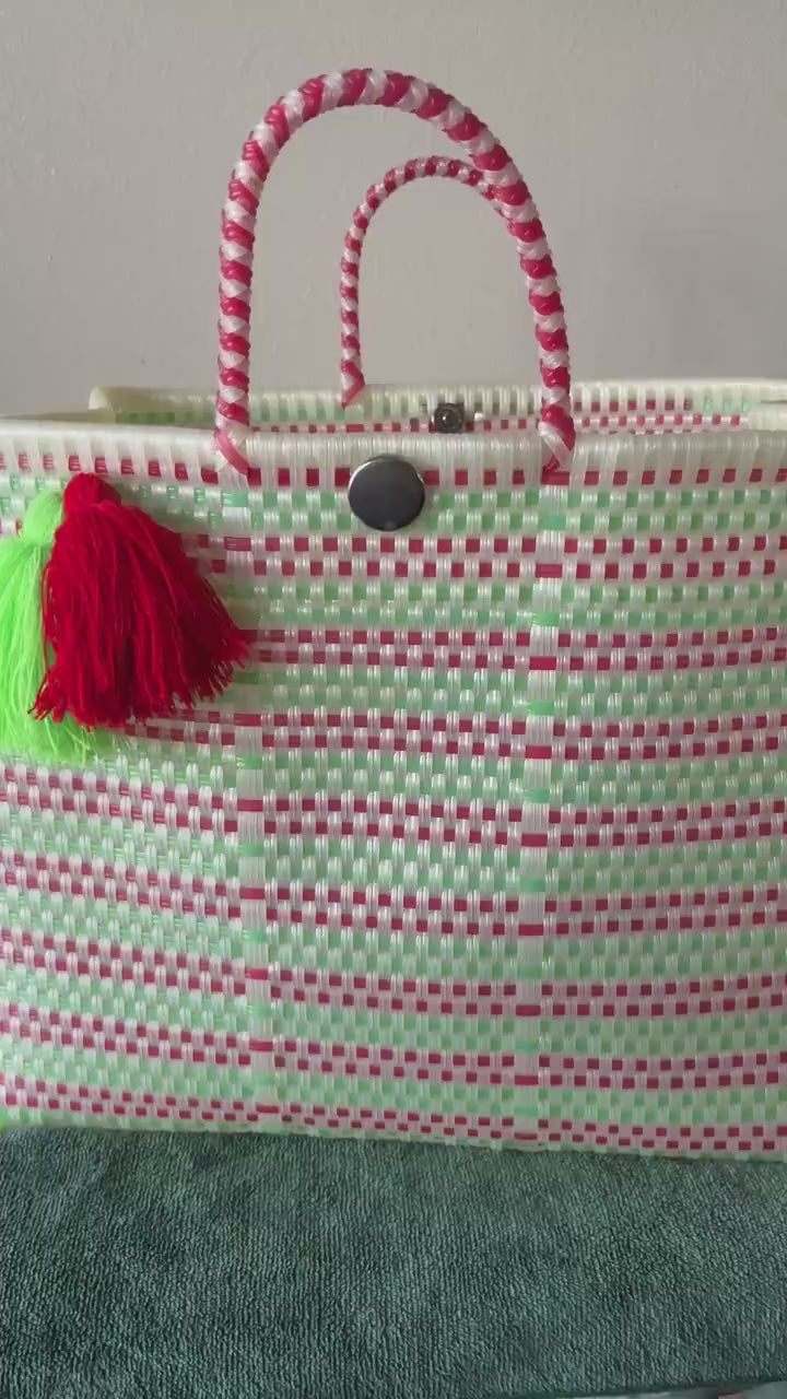Handwoven Recycled Plastic Bag: Large Artisan Shoulder Bag
