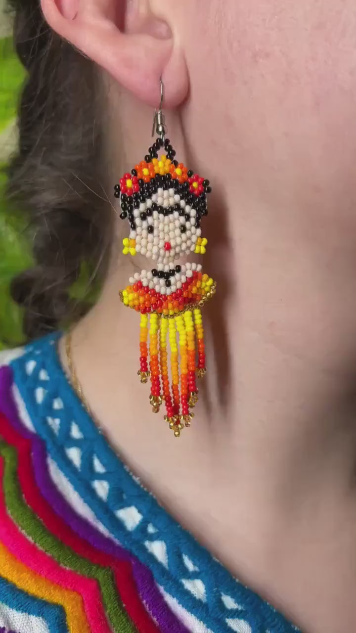 Beautiful Beaded Handmade Frida Earrings - Artisan Made Jewelry