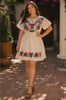 XL Handmade Mexican Embroidered Dress – Plus Size Fiesta Dress – Boho Floral Oaxaca Style Dress – Vacation, Party & Date Night Outfit