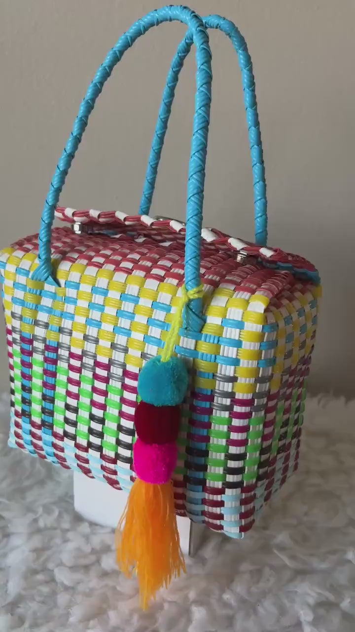 Cute Handwoven Recycled top handle Bag - Artisan Made Purse from Chiapas, Mexico